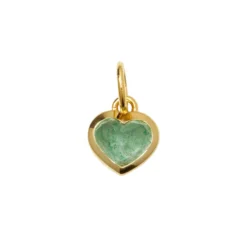 Berlock beloved heart Guld Grön