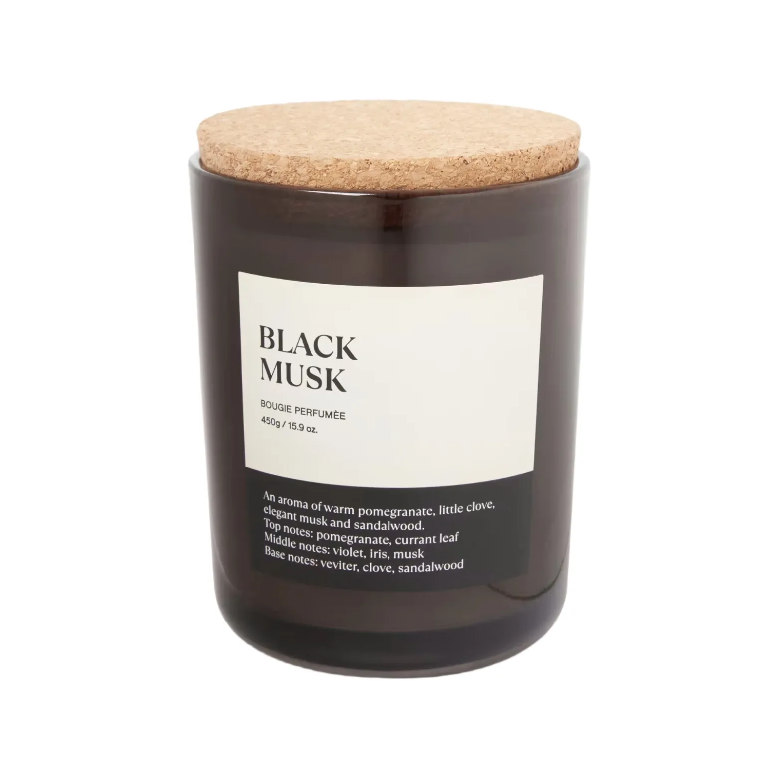 Doftljus med kork lock 450gr Brun