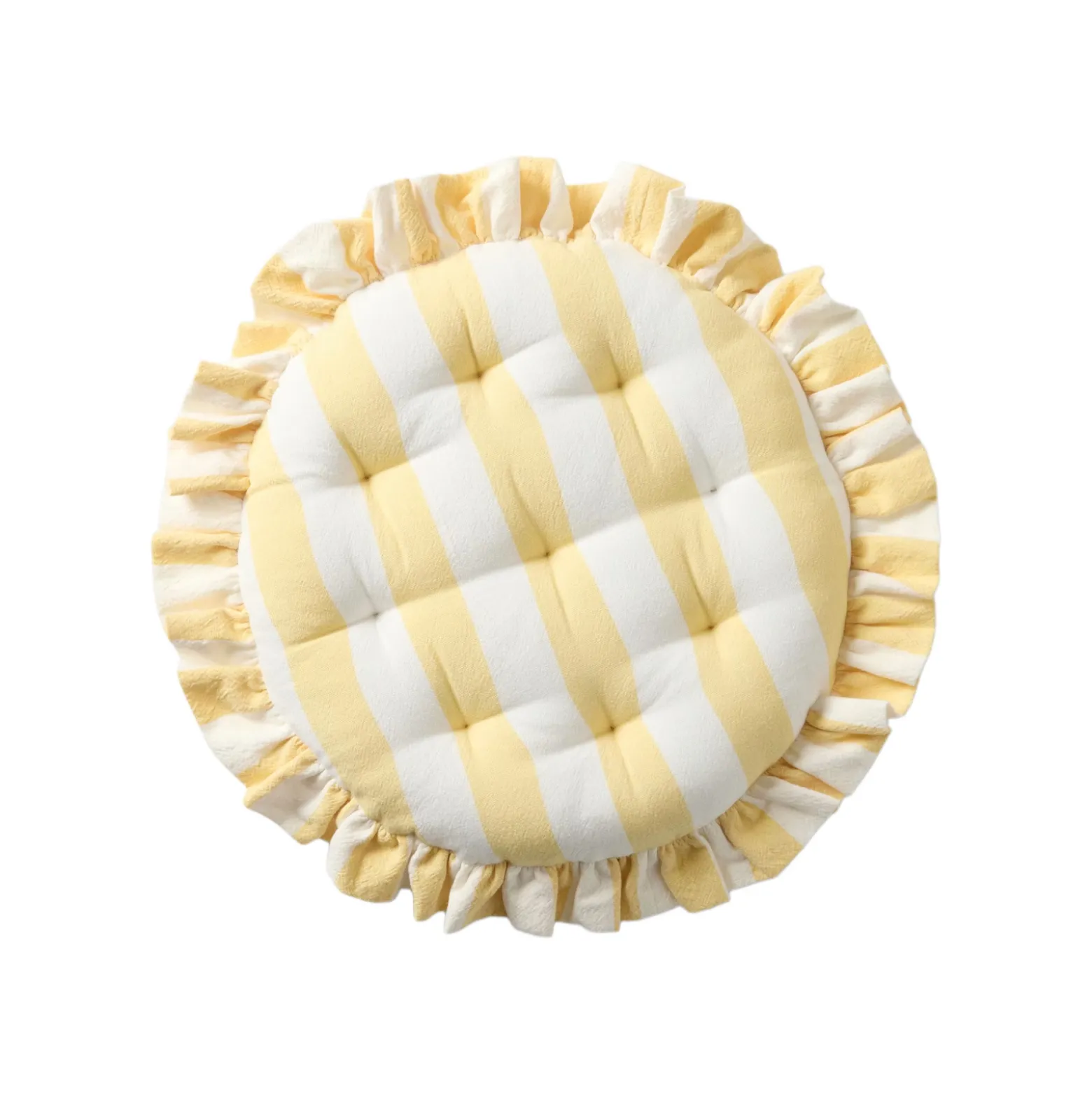 Sittdyna Block Frill rund Gul