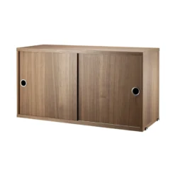 Skåp m skjutdörrar 78x30x42 valnöt